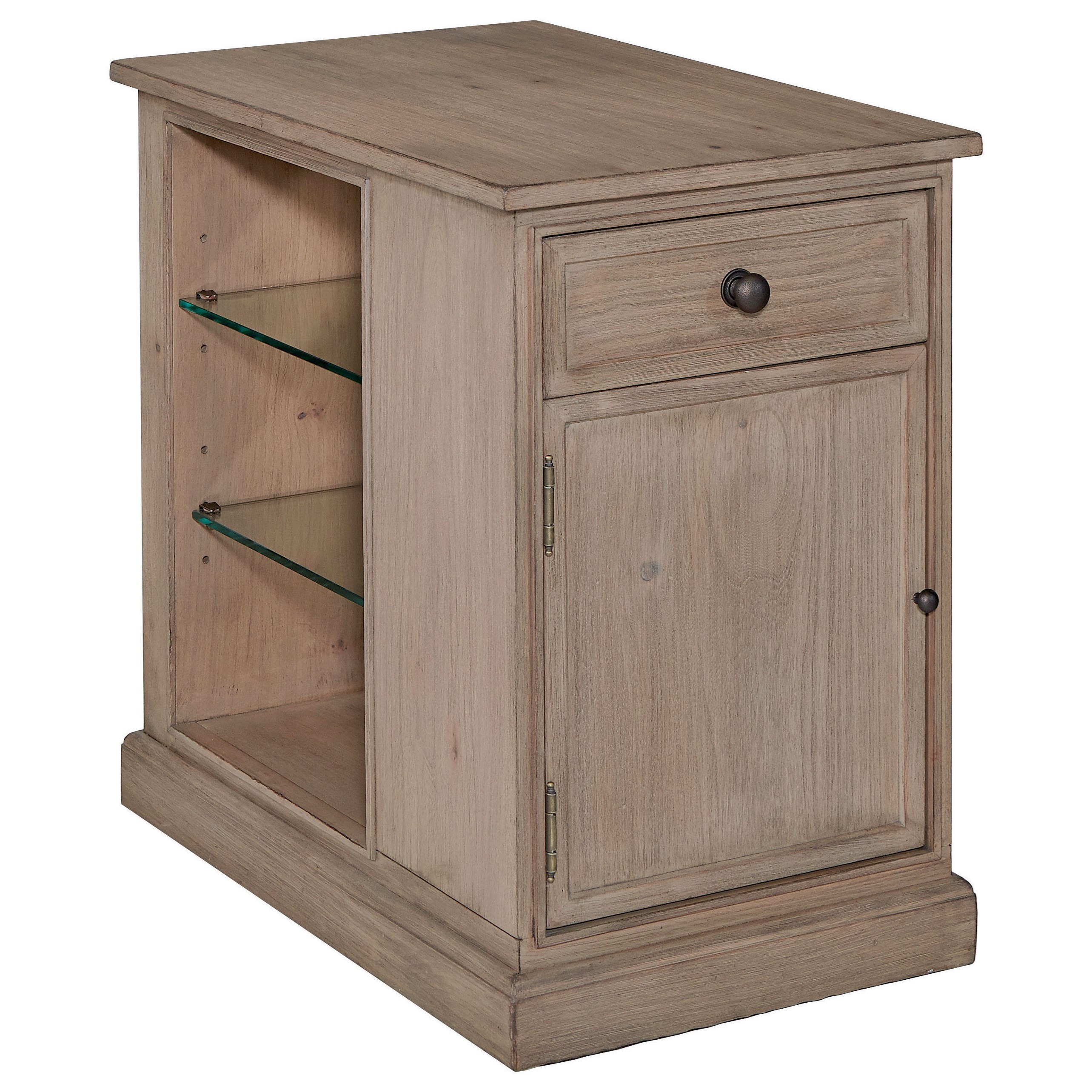 Bassett Artisanal Transitional Chairside Table with Glass Shelves